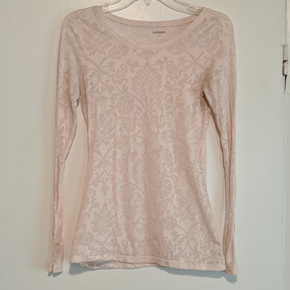 Express Pink Sheer Long Sleeve Top. Size S.